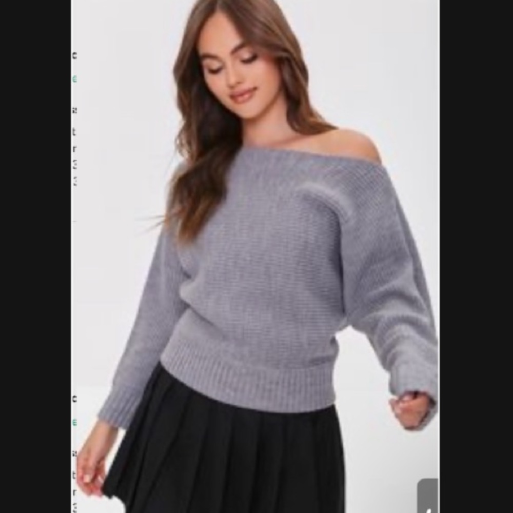 Ribbed Off-Shoulder Sweater - Picture 3 of 9